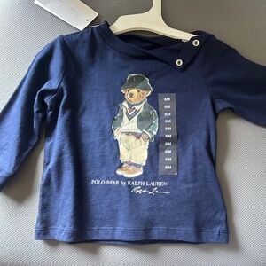 New Polo bear by Ralph Lauren blue long sleeve 6m